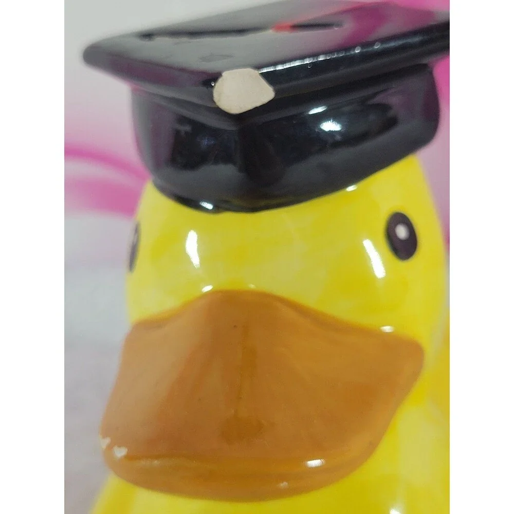 Yellow Duck Graduation Coin Piggy Bank Ceramic Ducky 5